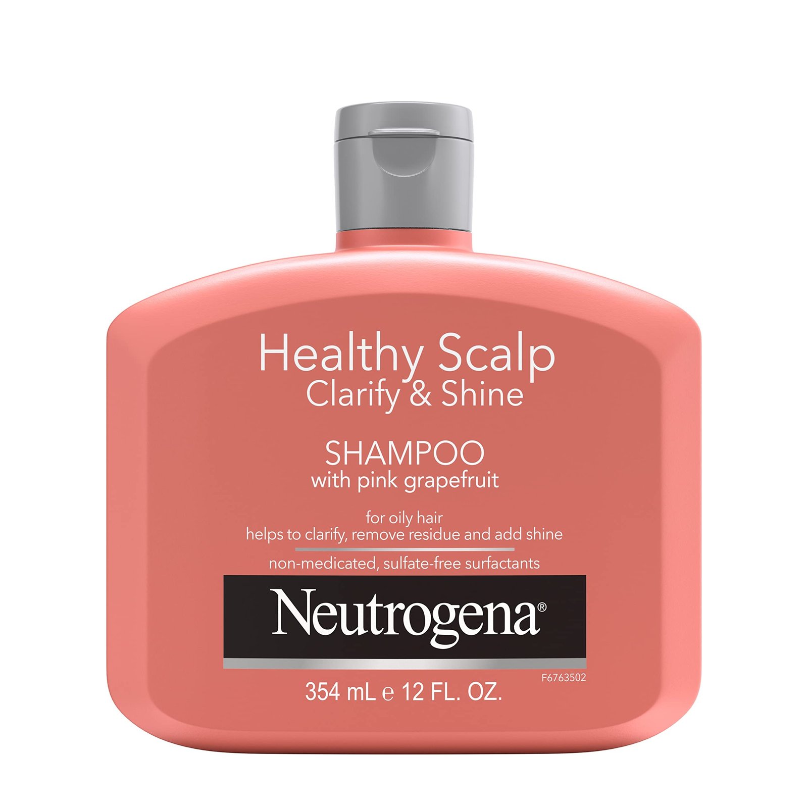 Neutrogena Exfoliating Healthy Scalp Clarifying Shampoo for Oily Hair & Scalp, Pink Grapefruit pH-Balanced Anti-Residue Formula Adds Shine, Sulfate, Paraben & Phthalate-Free, Color-Safe, 12 Fl Oz