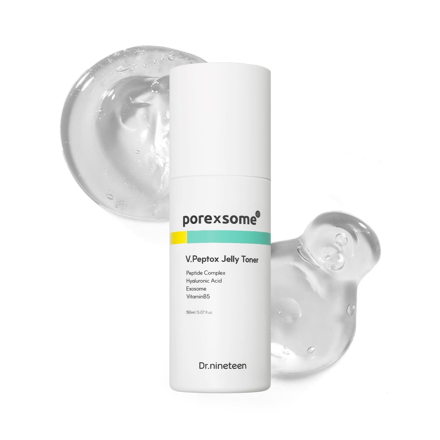 Dr.nineteen V.Peptox Jelly Tonerㅣ13 Peptides 25,000ppm + 10 Hyaluronic Acid(HA) + ExosomeㅣEssence Toner for Pore Tightening & CoolingㅣK-Skincare (5.07 fl.oz.)