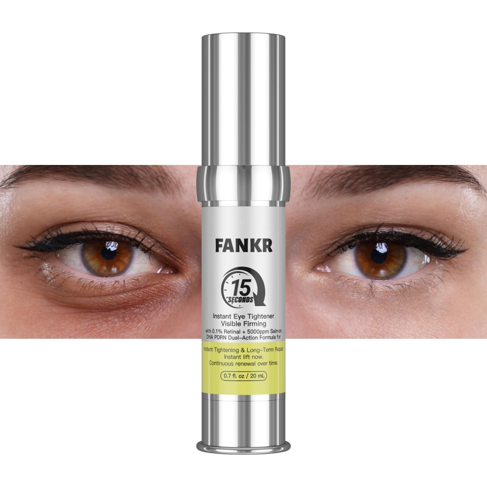 15-Second Instant Eye Lift Cream with Sodium DNA & 0.1% Retinal | Rapid Tightening for Eye Bags & Fine Lines | Dual-Action Firming + Long-Term Repair | Caffeine, Peptides & Collagen Complex | 0.7fl oz