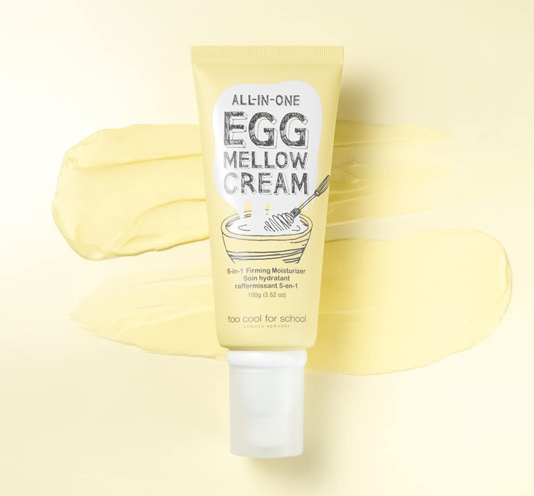Too Cool For School | All-in-One Egg Mellow Cream 100g | Anti Aging Face Cream | Anti Wrinkle Firming Moisturizer | 98% Pure Collagen Fiber