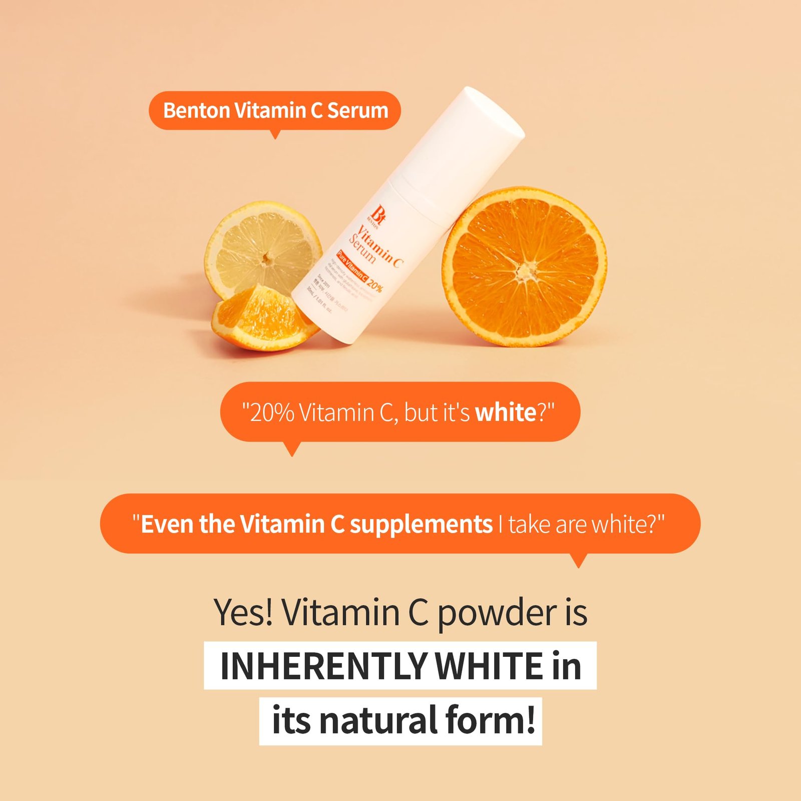 BENTON Vitamin C Serum - Korean Skin Care, White Serum for Face with 20% Pure Vitamin C, Skin Texture & Elasticity Care, Face Moisturizer for All Skin Types(1.01 fl. Oz.)