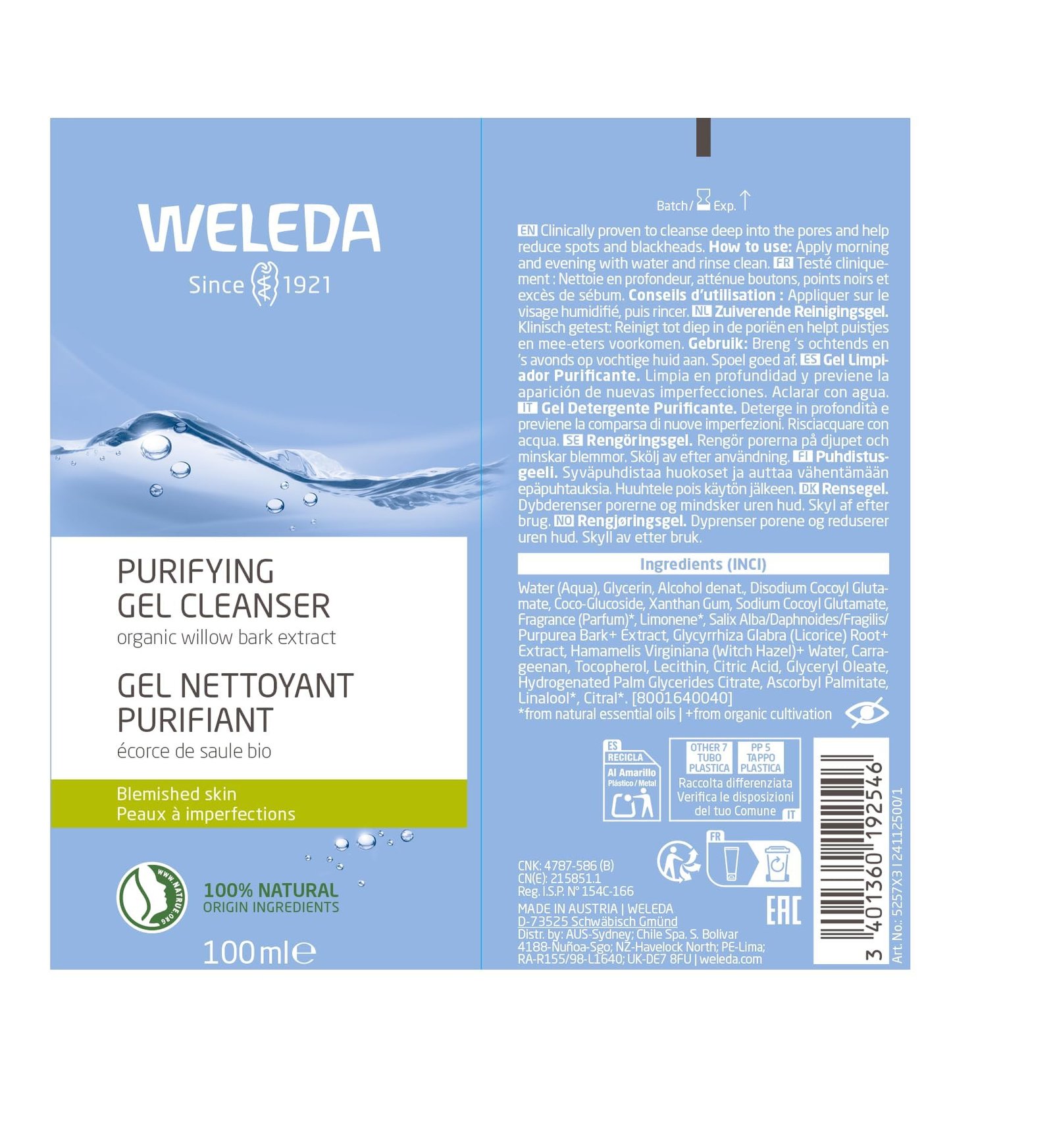 Weleda Clarifying Cleansing Face Gel, 3.4 Fl Ounce