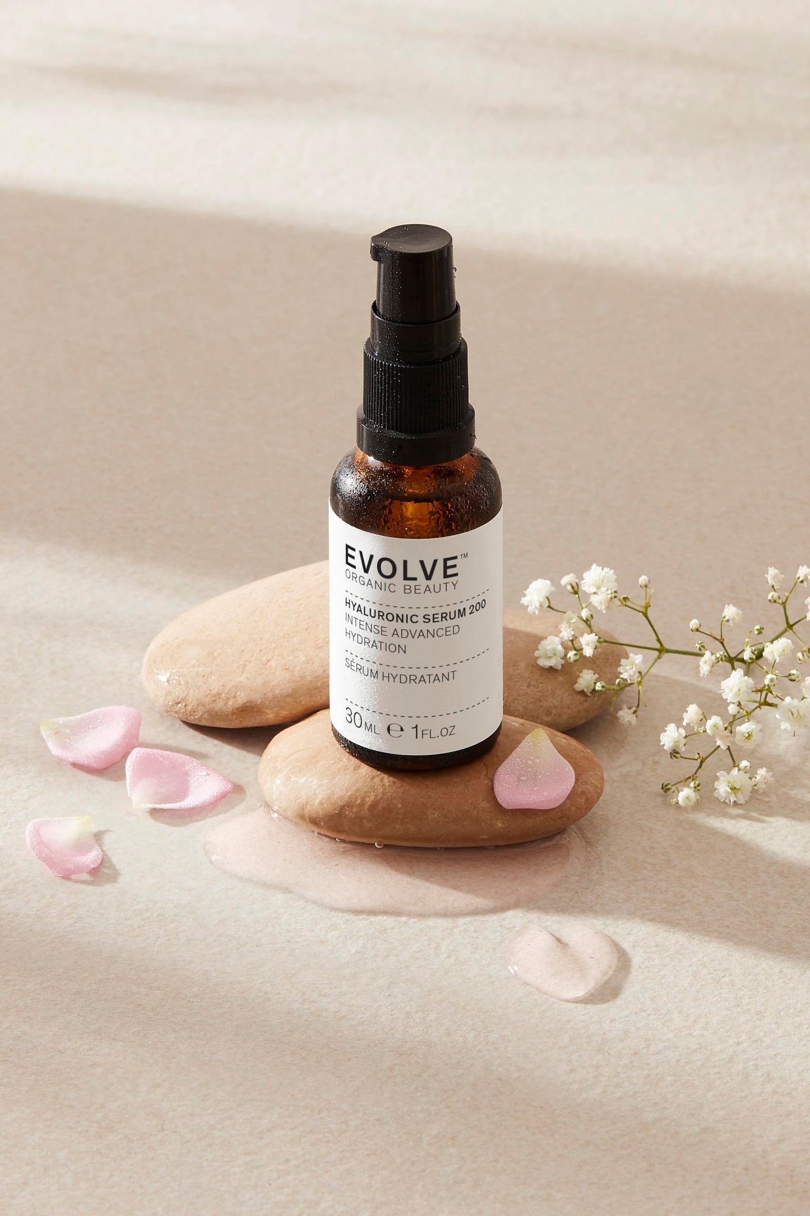 Evolve Organic Beauty - Natural Hyaluronic Acid 200 Serum | Weightless, Oil-Free, Hydrates, Plumps | Pomegranate Extract, Rosewater | Small-Batch, Vegan Clean Beauty (1 fl oz | 30 mL) Package May Vary