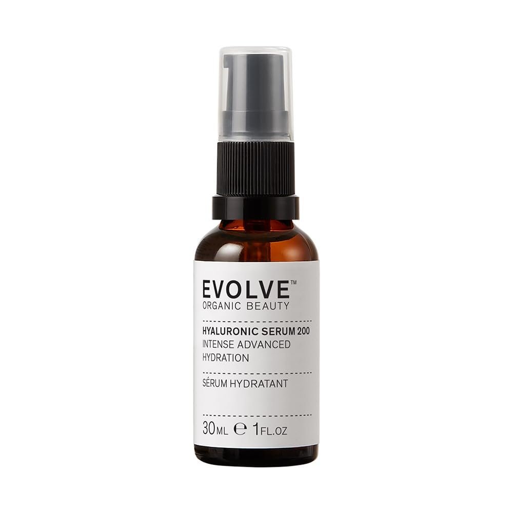 Evolve Organic Beauty - Natural Hyaluronic Acid 200 Serum | Weightless, Oil-Free, Hydrates, Plumps | Pomegranate Extract, Rosewater | Small-Batch, Vegan Clean Beauty (1 fl oz | 30 mL) Package May Vary