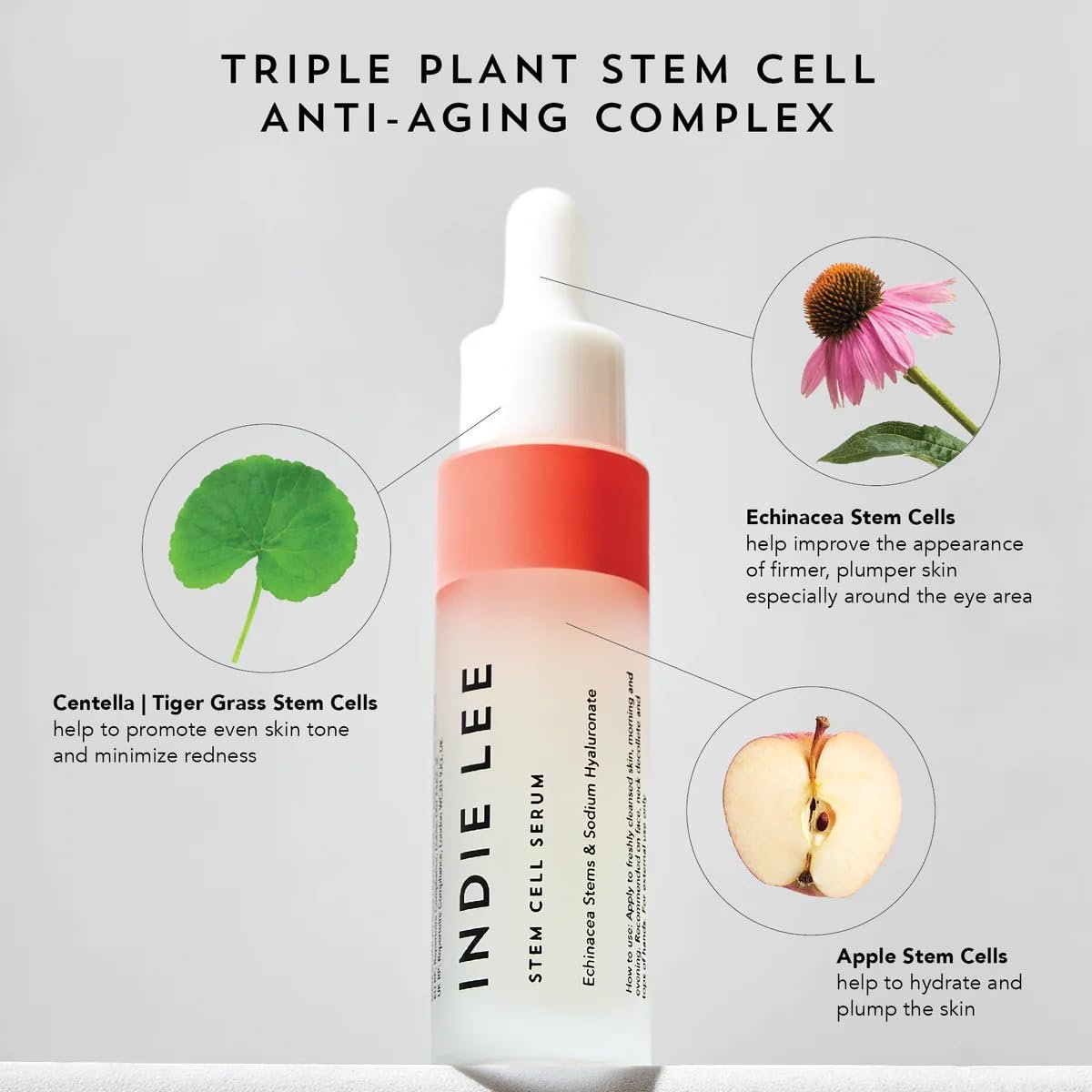 Indie Lee Stem Cell Serum - Anti-Aging Face Serum with Triple Stem Cell Complex & Soothing Botanicals - Helps Minimize Multiple Signs of Aging, Boost Firmness and Provides Instant Hydration (30ml)